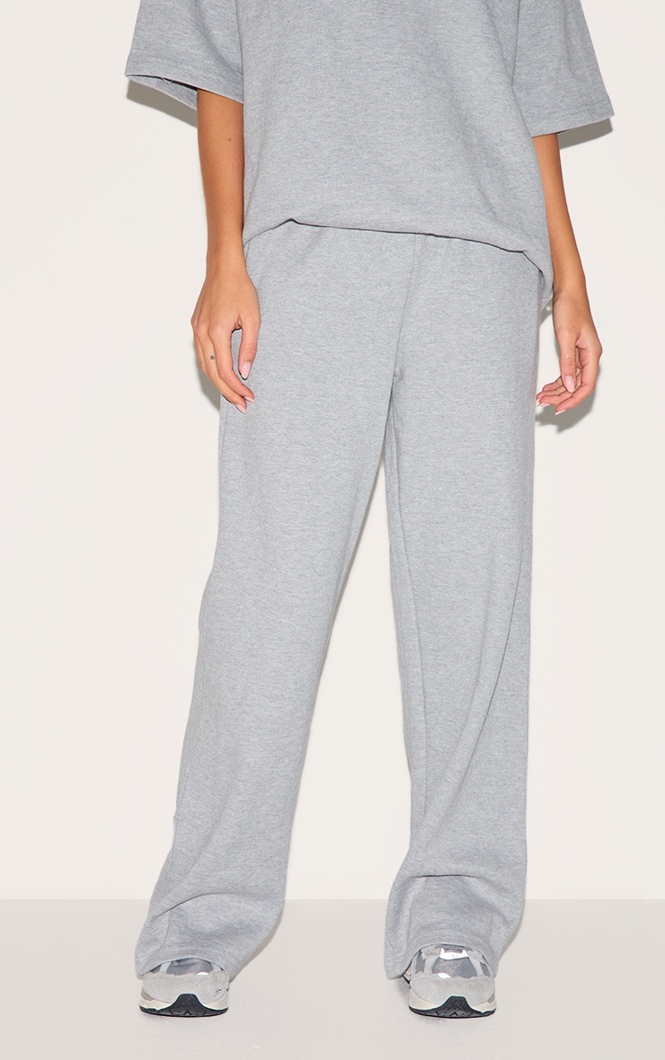 Pantalon large en jersey gris à taille mi-haute image 2