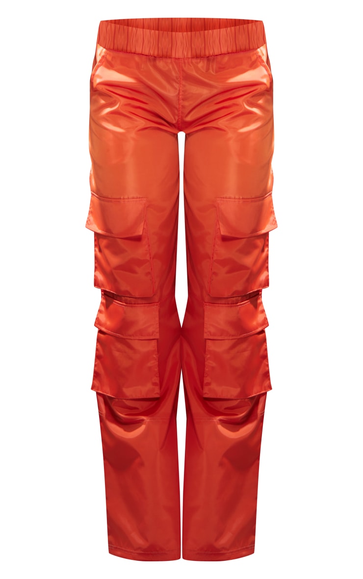 Orange Shell Pocket Wide Leg Cargo Pants image 5