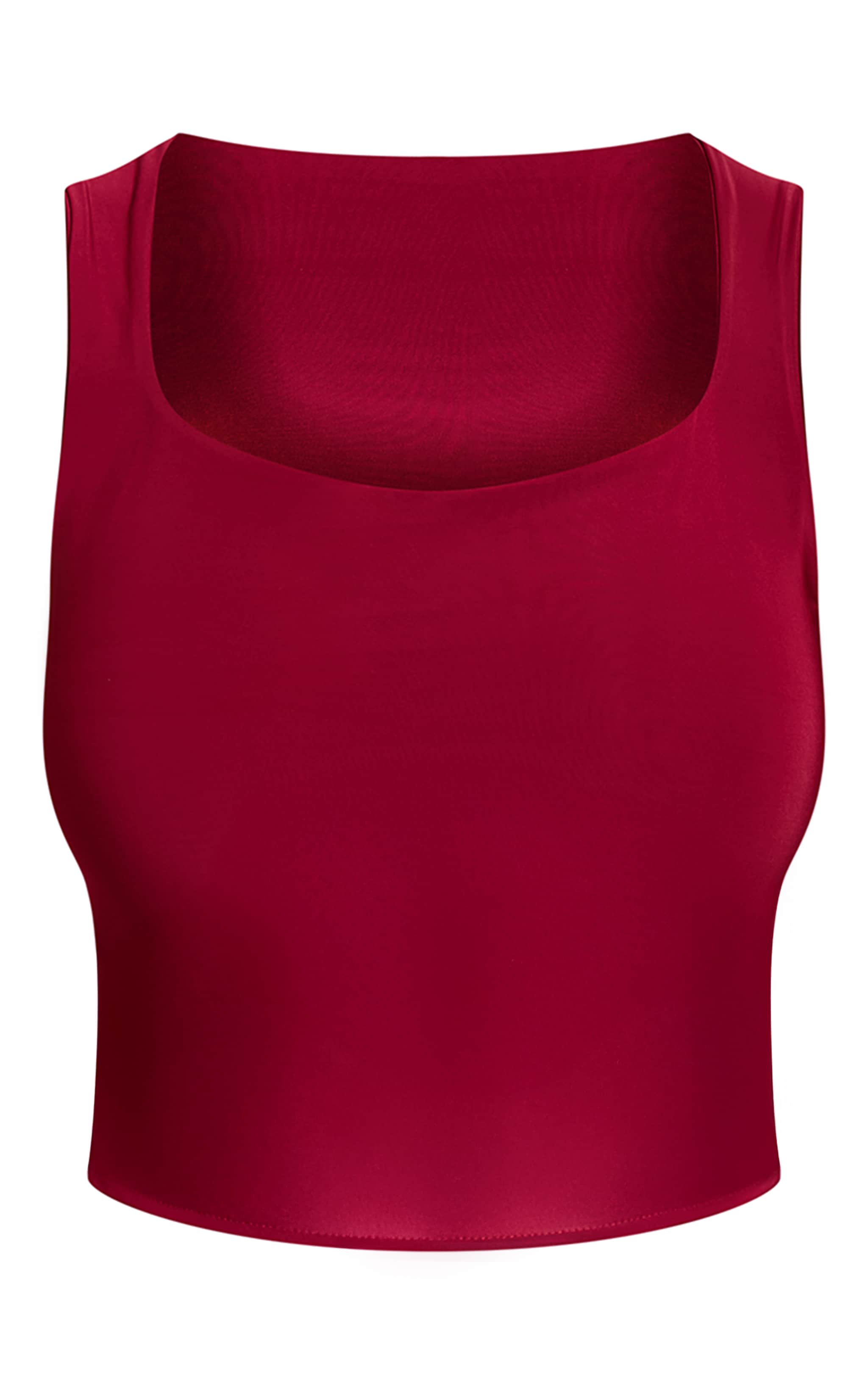 Shape Burgundy Slinky Square Neck Top image 5