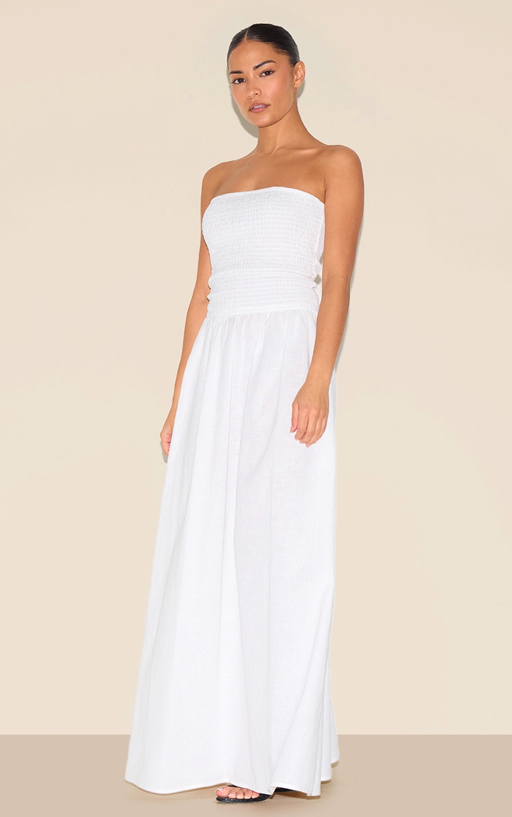 Petite Robe bustier longue blanche à partie froncée image 3