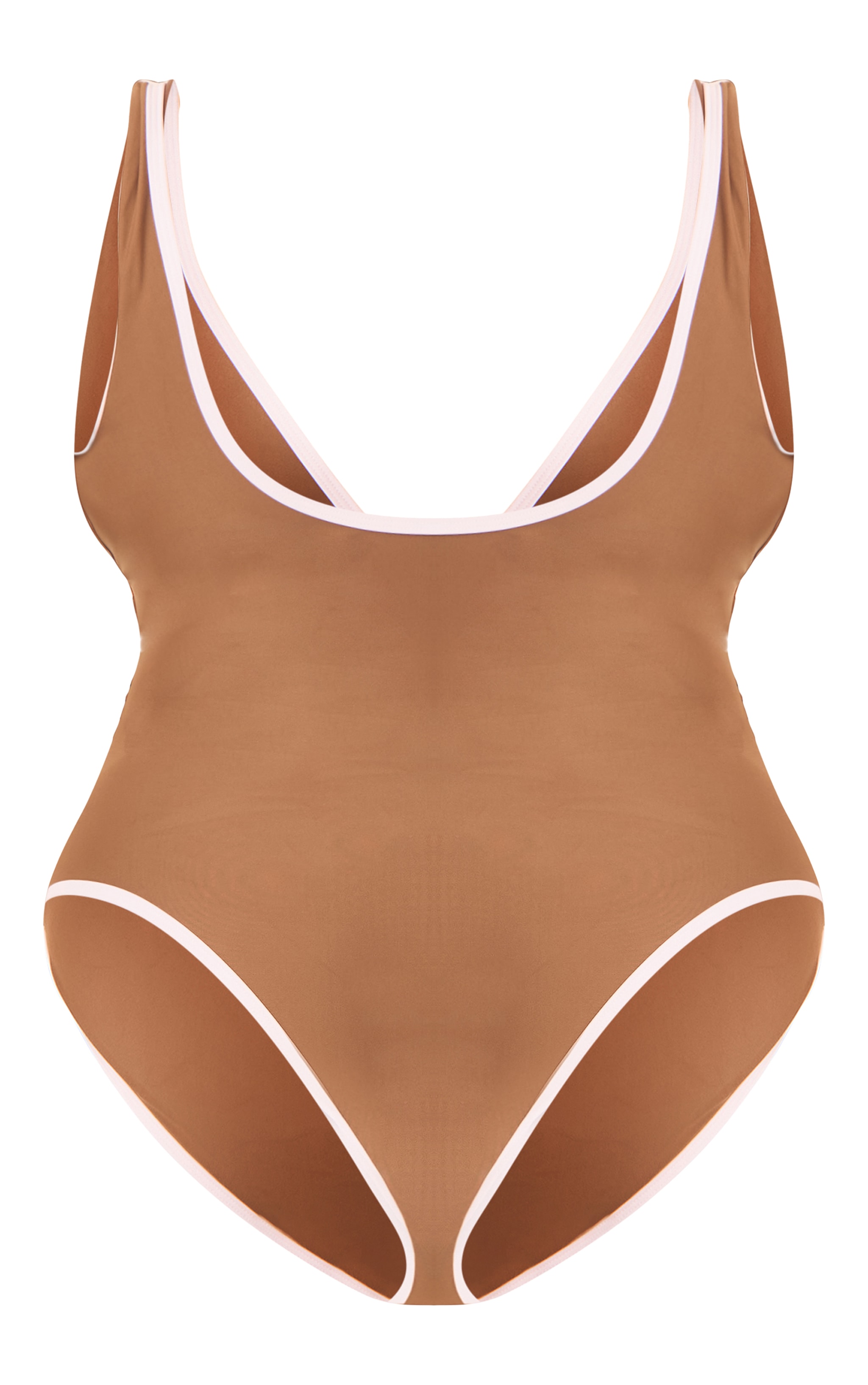 Plus Mushroom Contrast Binding Plunge Ruched Swimsuit image 6
