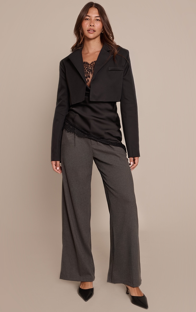 Black Cropped Tailored Blazer image 3