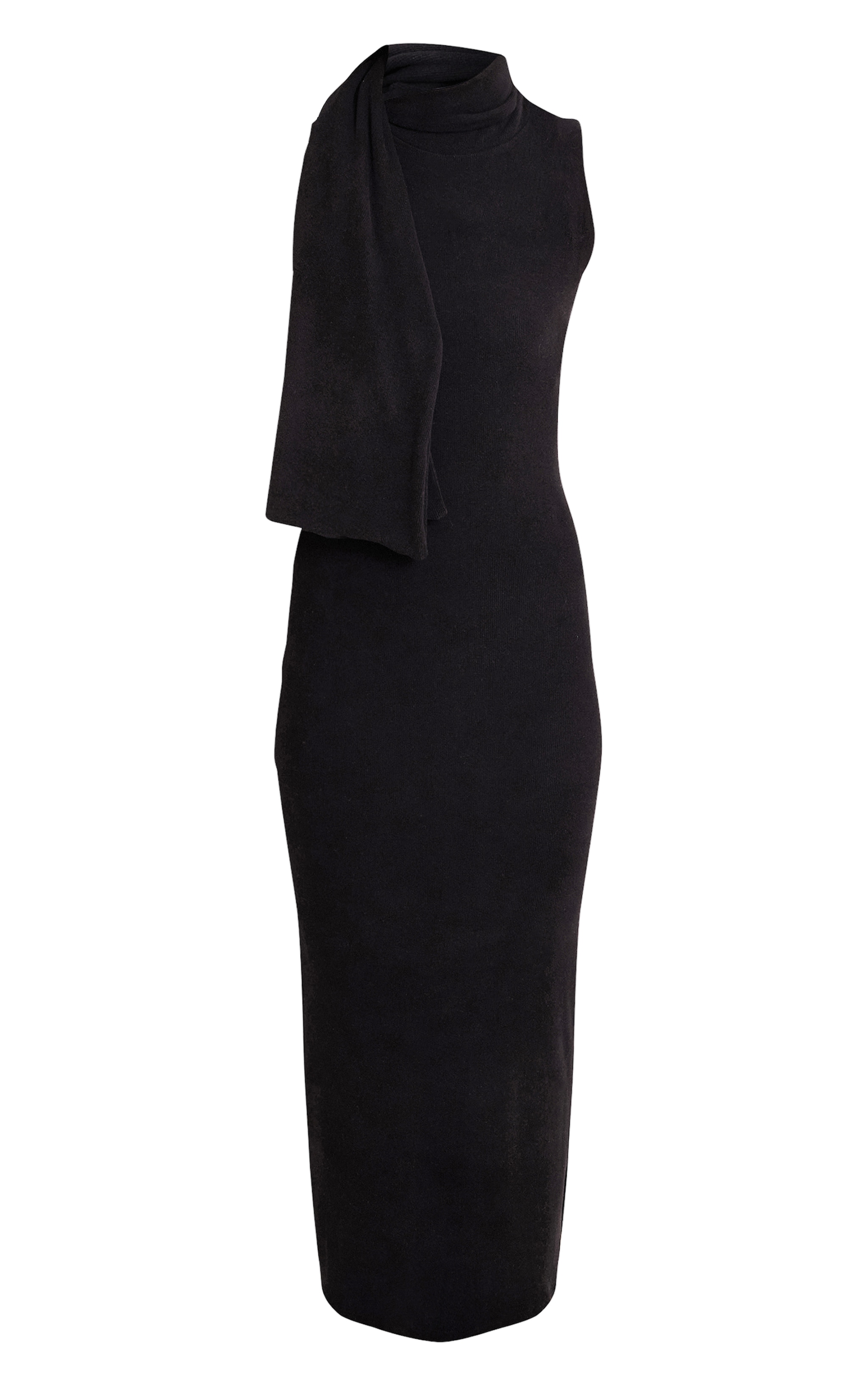 Black Wrap Neck Detail Maxi Dress image 5