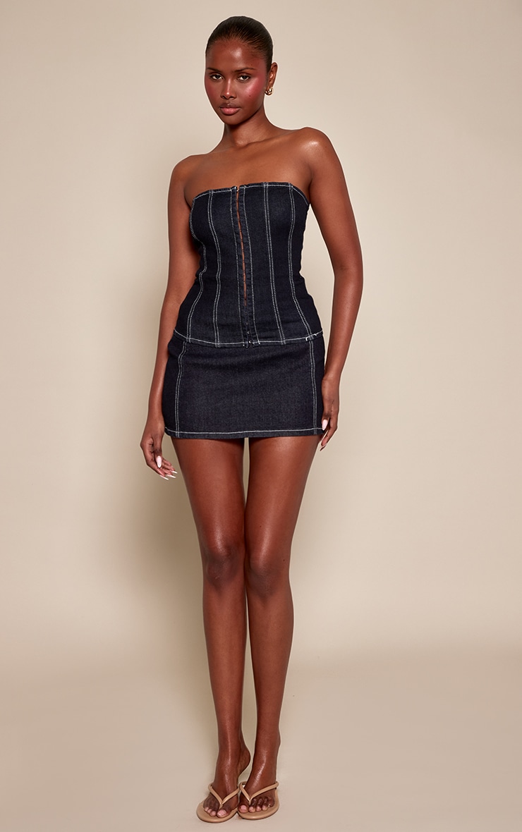 Raw Indigo Washed Denim Mini Skirt image 2