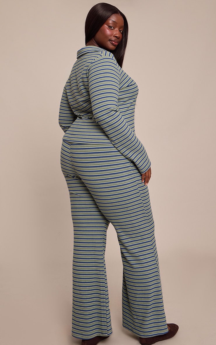 Plus Pinstripe Green Skinny Flare Pants image 3