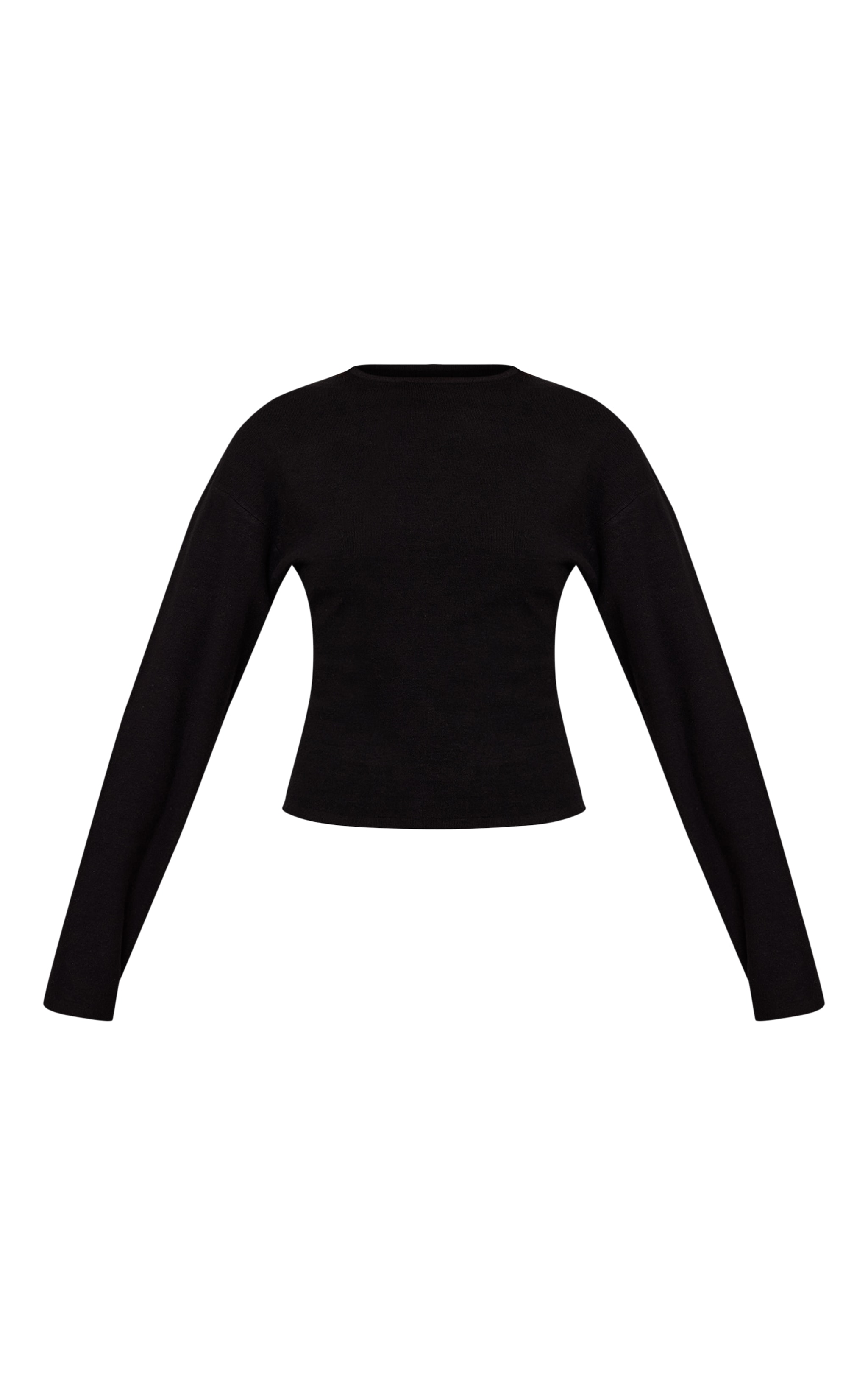 Tall Black Cocoon Sleeve Cinched Long Sleeve T Shirt  image 5