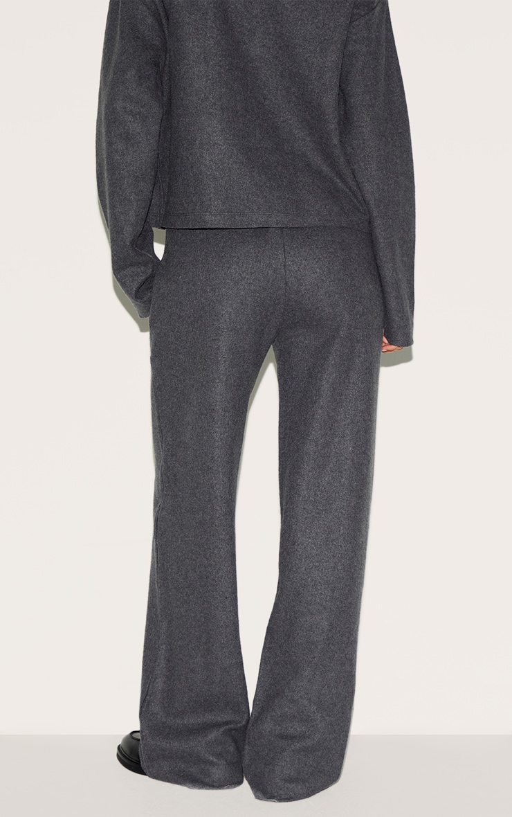 Charcoal Soft Ribbed Straight Leg Pants image 3