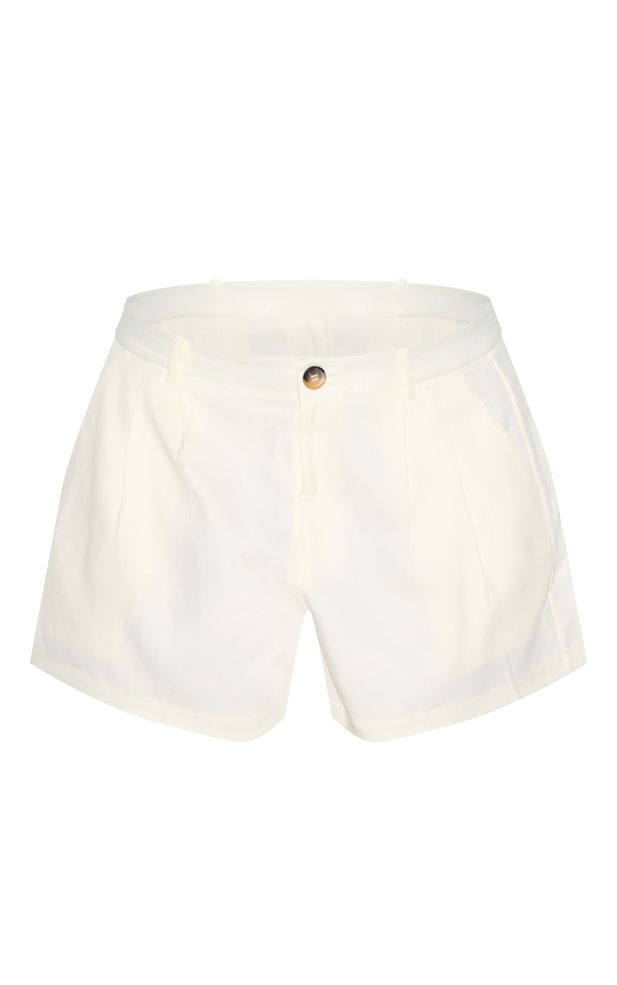 Plus Cream Woven Tailored Shorts image 6