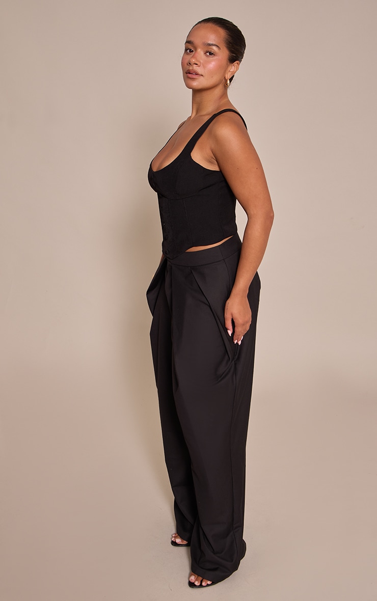 Shape Black Button Front Scoop Neck Corset Top image 3