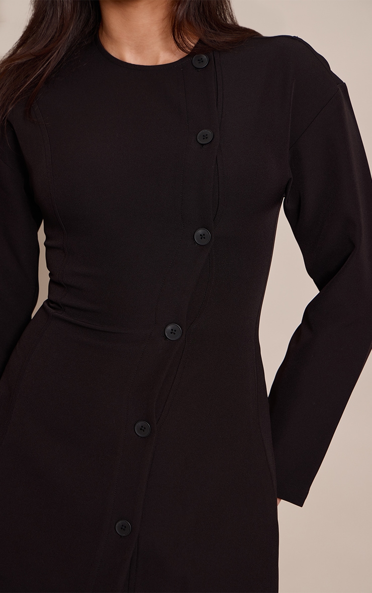 Black Button Down Shift Blazer Dress image 4