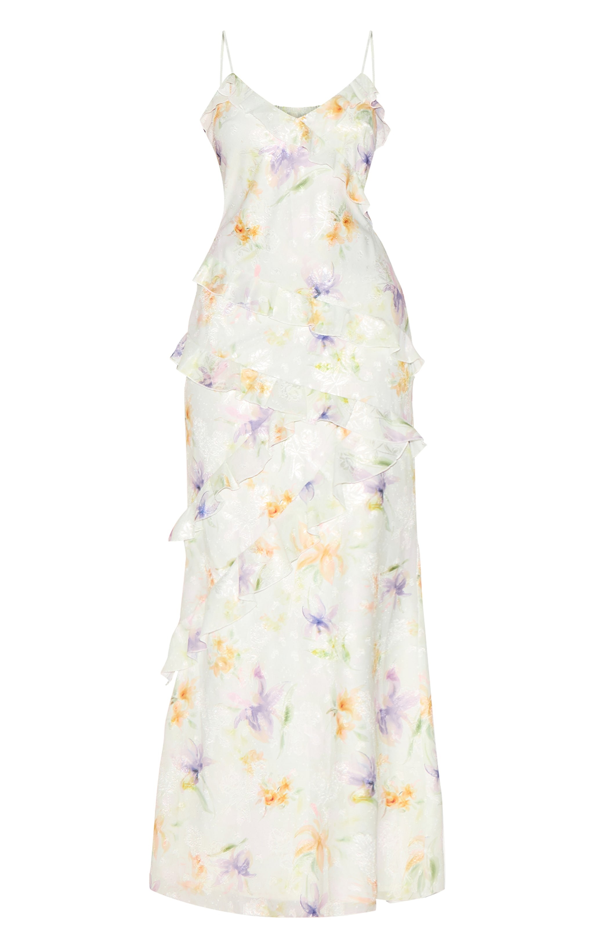 Multi Floral Embroidered Frill Maxi Dress image 5