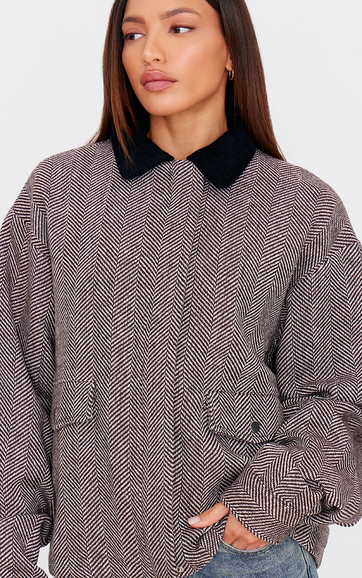 Tall Monochrome Herringbone Contrast Collar Jacket image 4