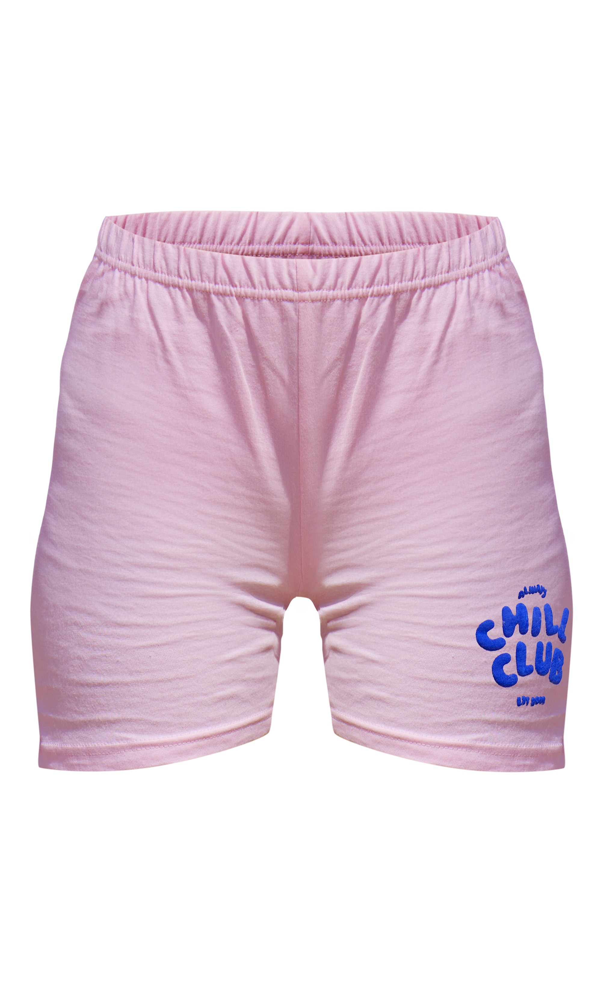 Bubblegum Pink Chill Club Puff Print Cotton Cycling Shorts image 6