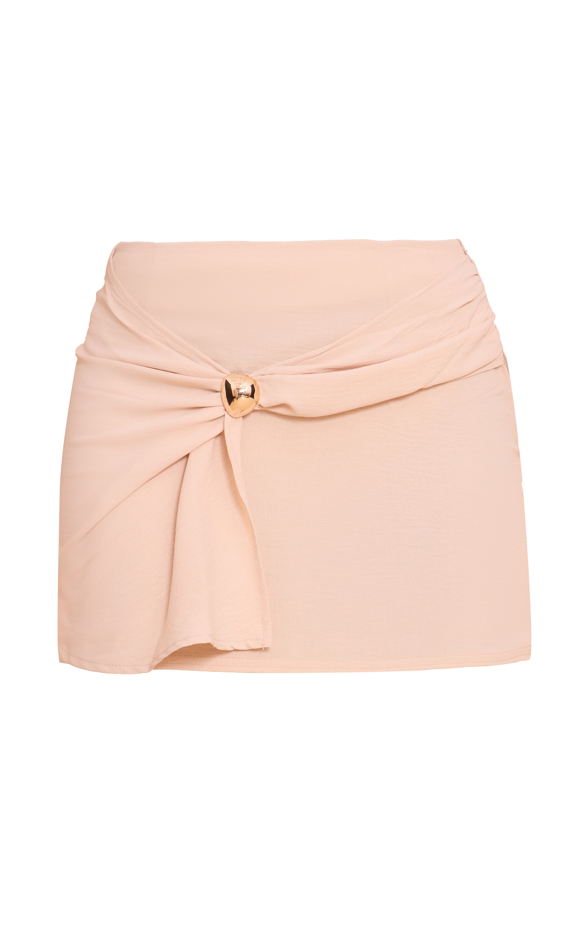 Cream Chiffon Wrap Trim Detail Mini Skirt image 6