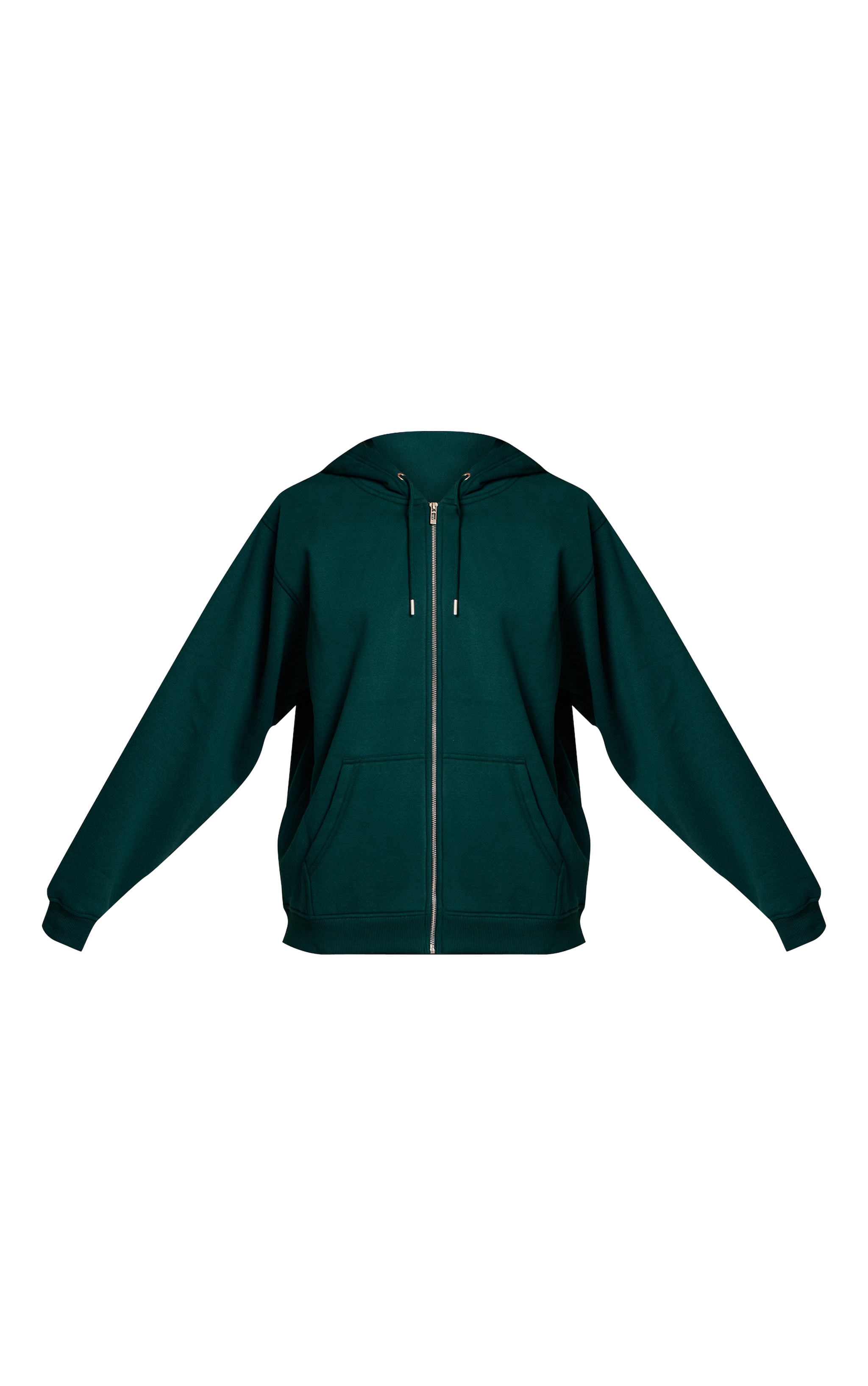 Pine Green Cotton Fleece Pullover Zip Hoodie image 5