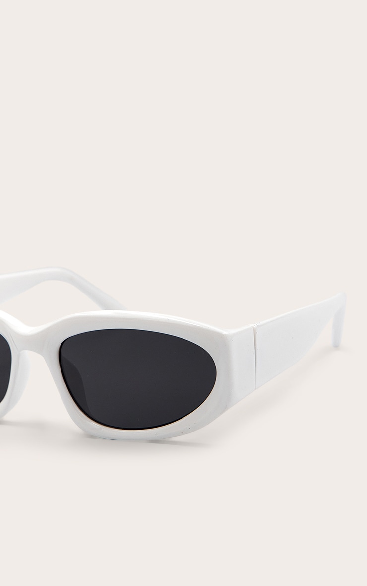 White Chunky Angled Sunglasses image 4