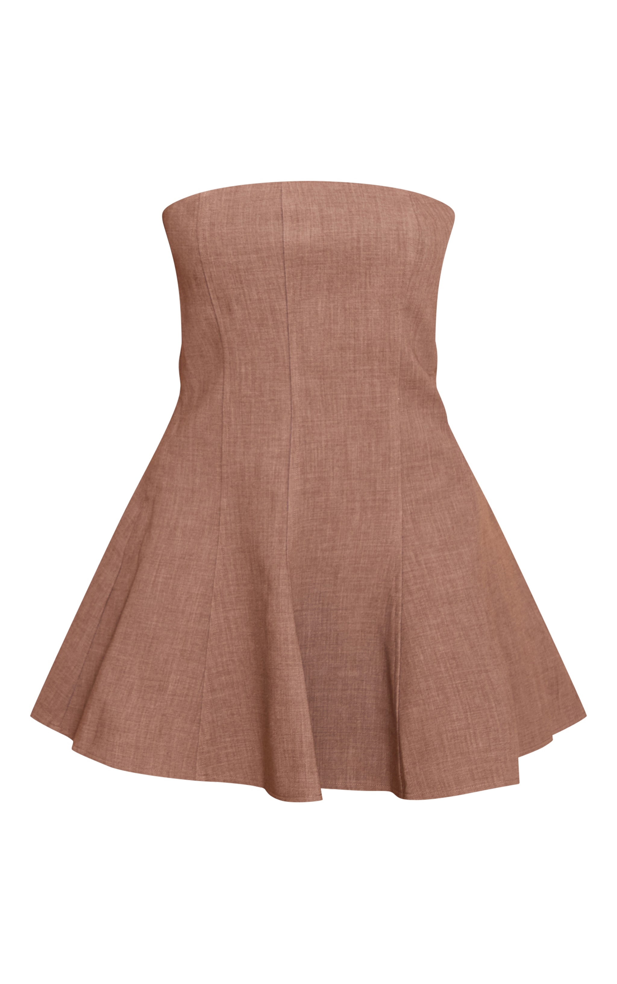 Taupe Woven Bandeau Shift Mini Dress image 5