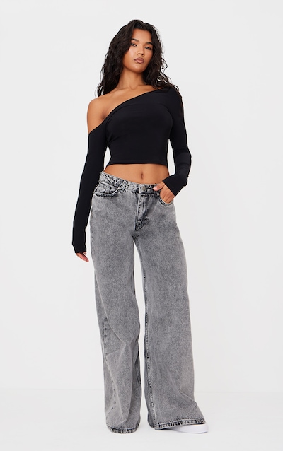 Black Open Back Asymmetric Long Top