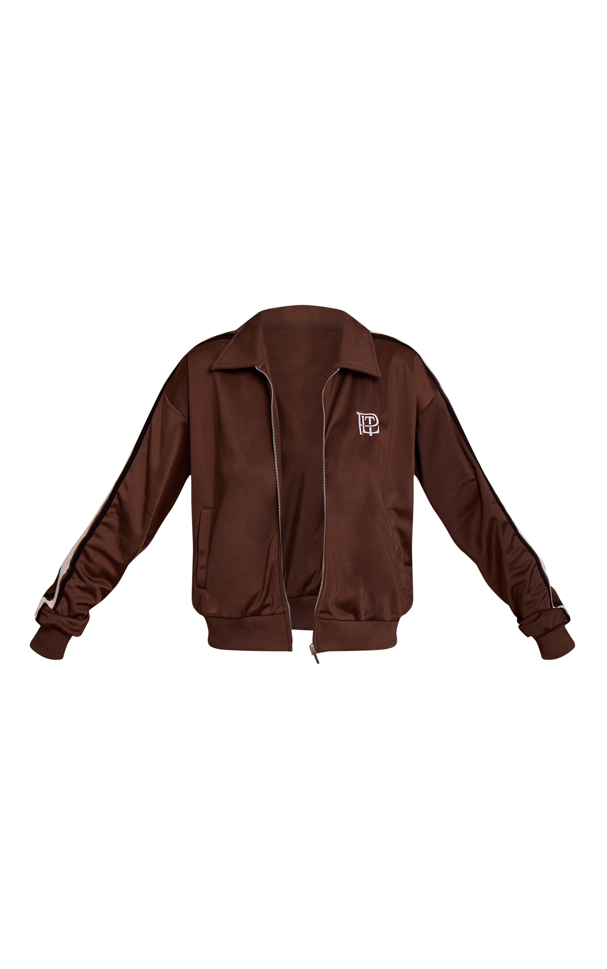 Espresso Contrast Side Stripe Zip Up Jacket image 5