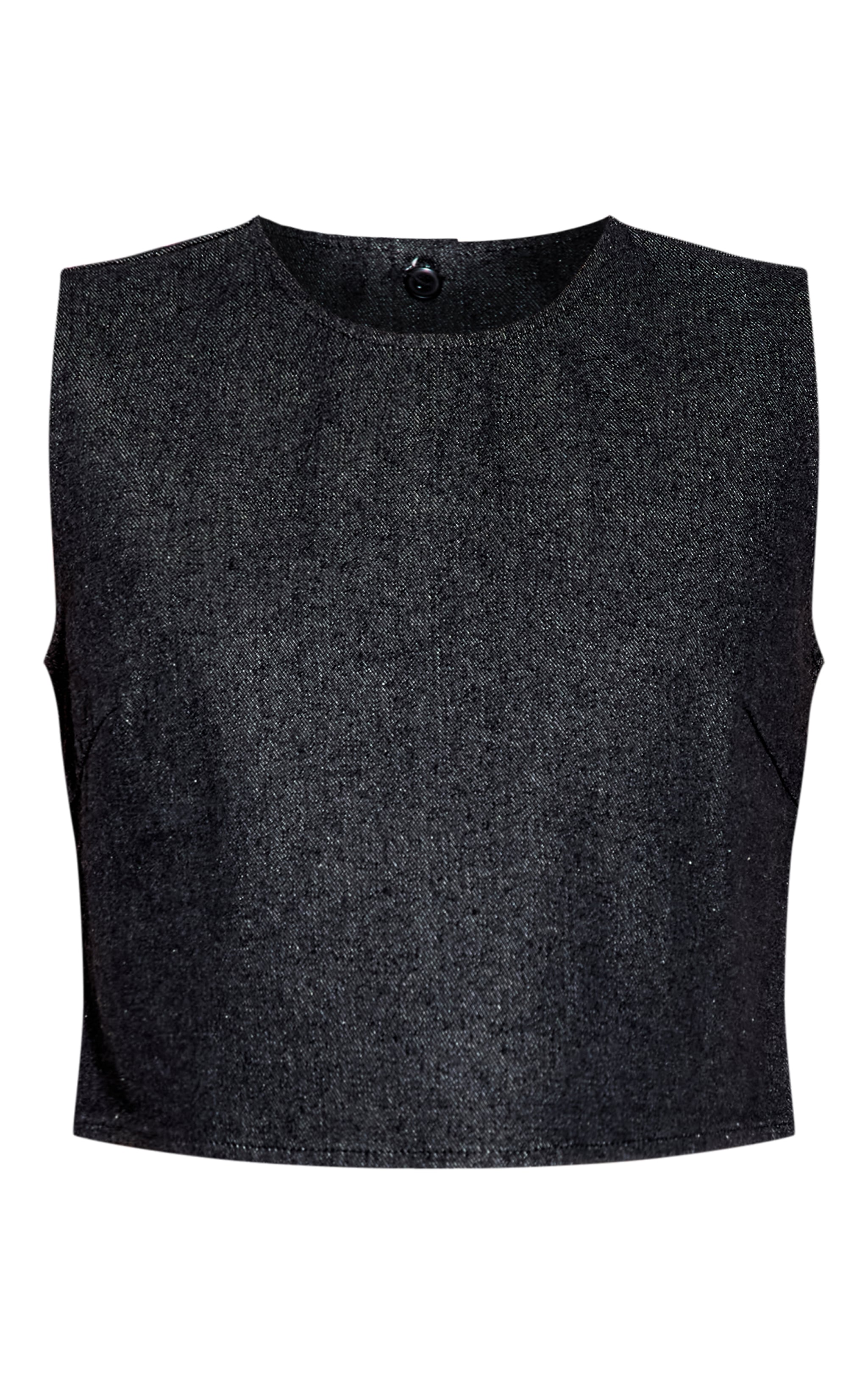 Raw Indigo Wash Round Neck Boxy Denim Top image 5