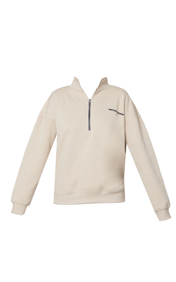 PRETTYLITTLETHING Stone Zip Front Sweatshirt image 5