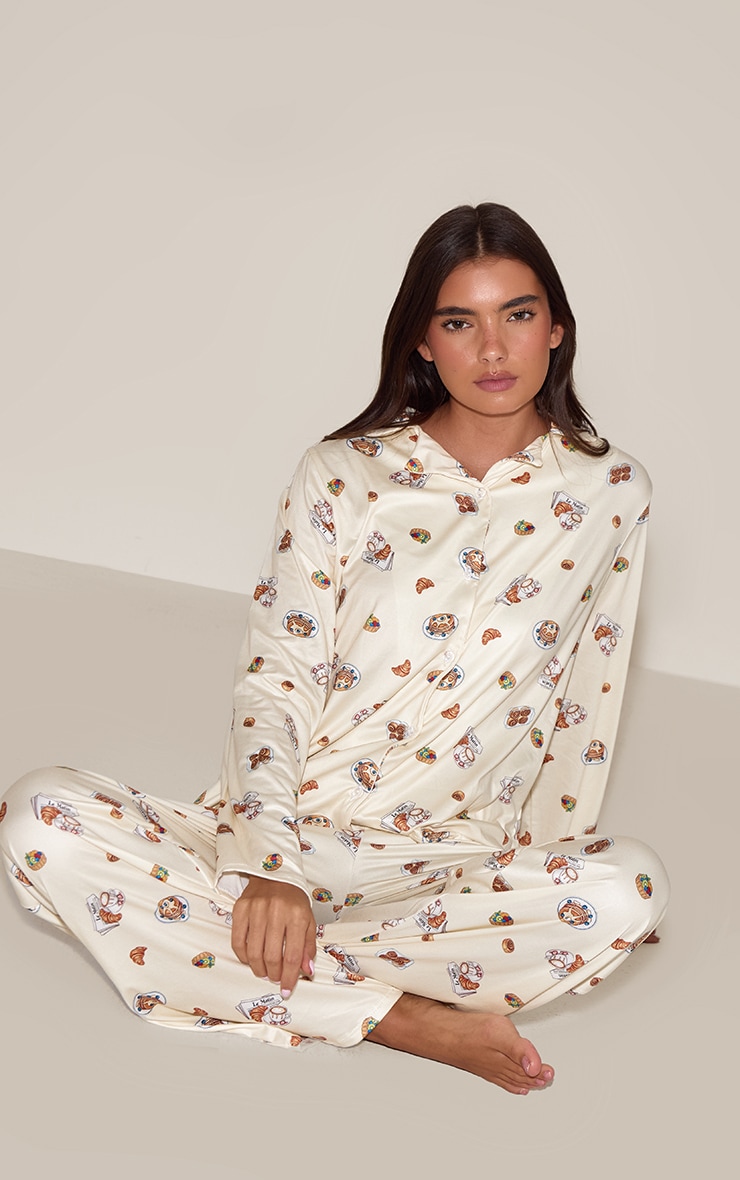 Lemon Breakfast Printed Long Sleeve Button Through PJ Set