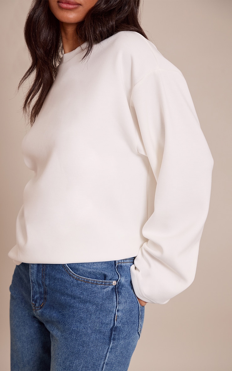 Petite White Modal Oversized Long Sleeved T-shirt image 4