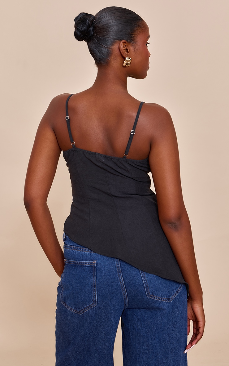 Black Peach Skin Asymmetric Cami image 2