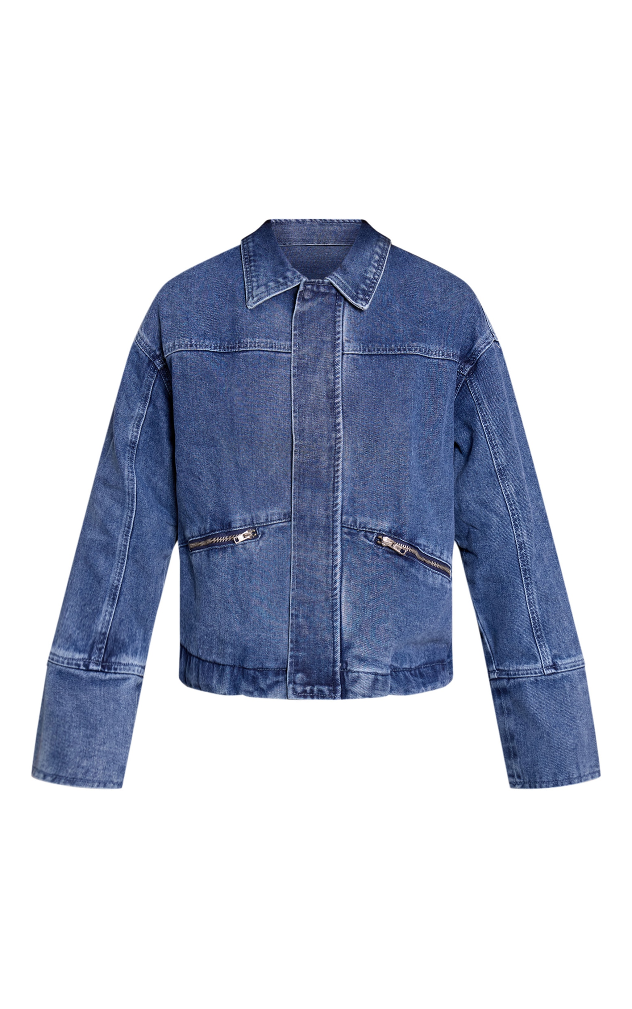 Mid Blue Wash Elasticated Hem Denim Jacket image 5