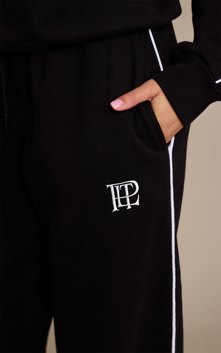 Black PLT Contrast Binding Cuffed Sweatpants image 4