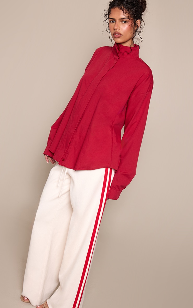 Cream Side Stripe Knit Trouser