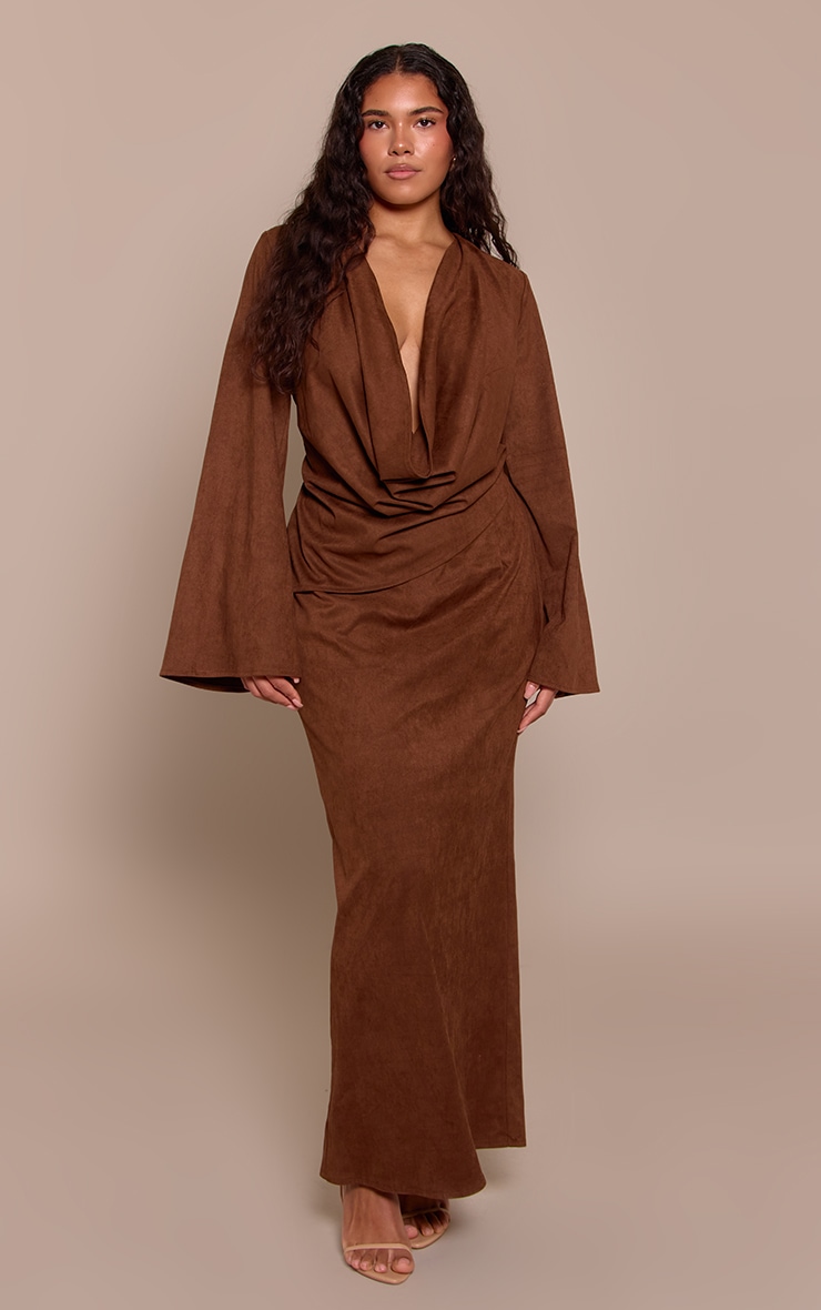 Shape Chocolate Drape Front Maxi Dress image 1