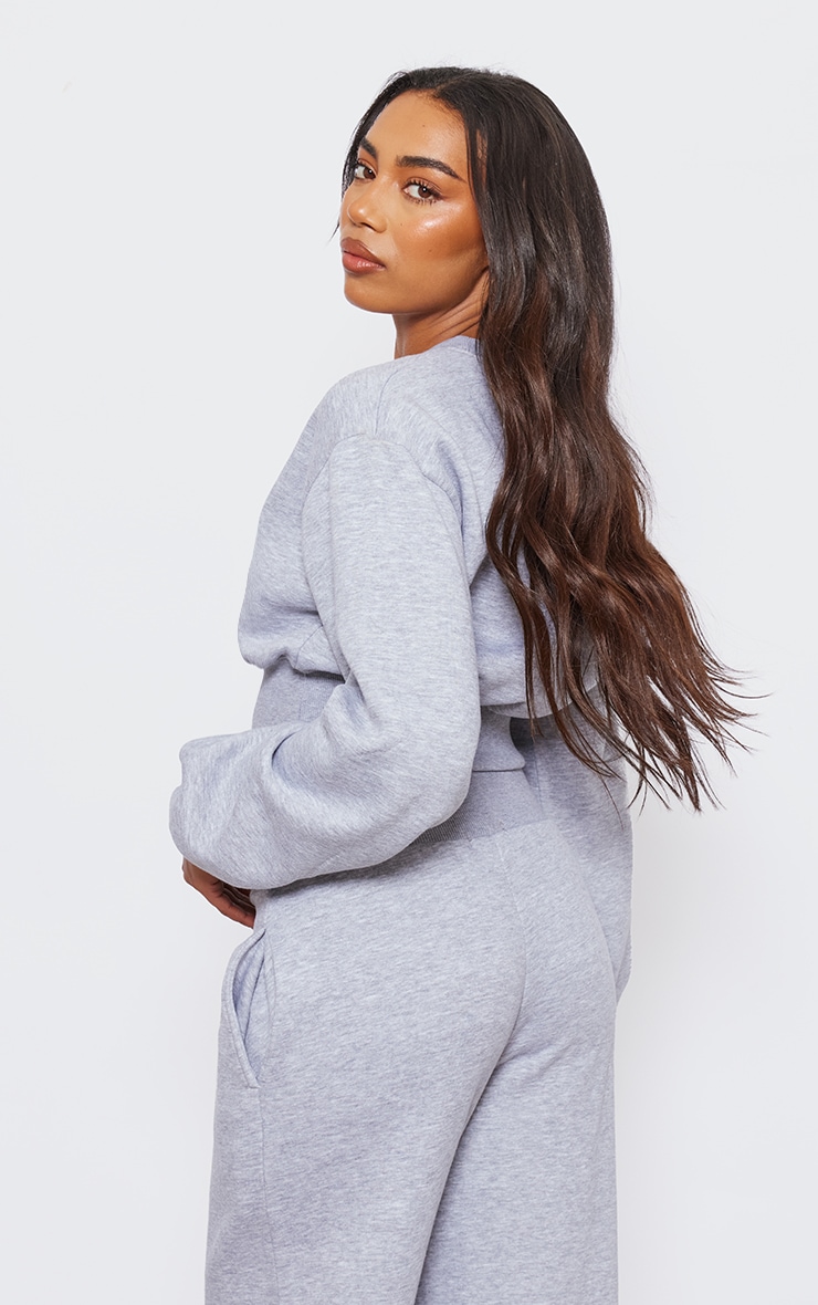 Tall Grey Marl Cropped Oversized Sweatshirt