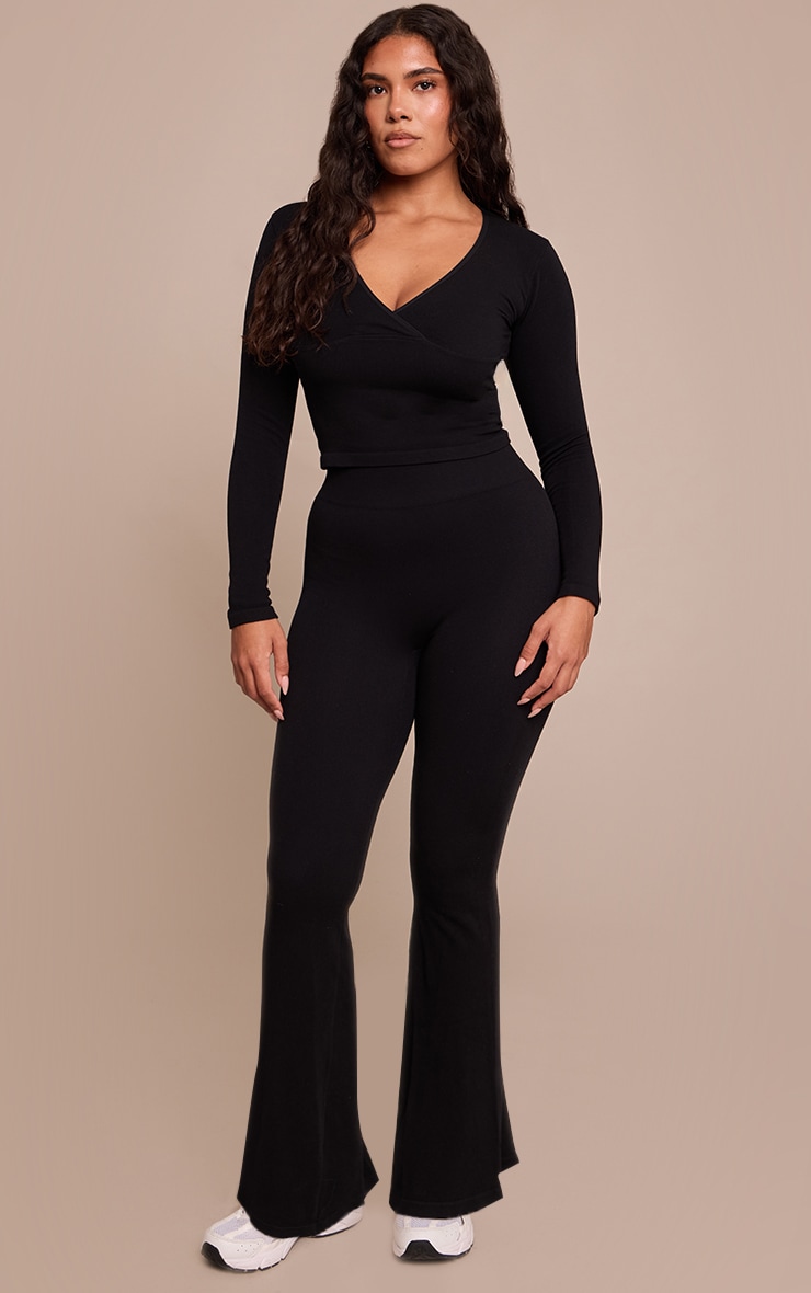 Shape Black High Waisted Seamless Wide Leg Pants image 1