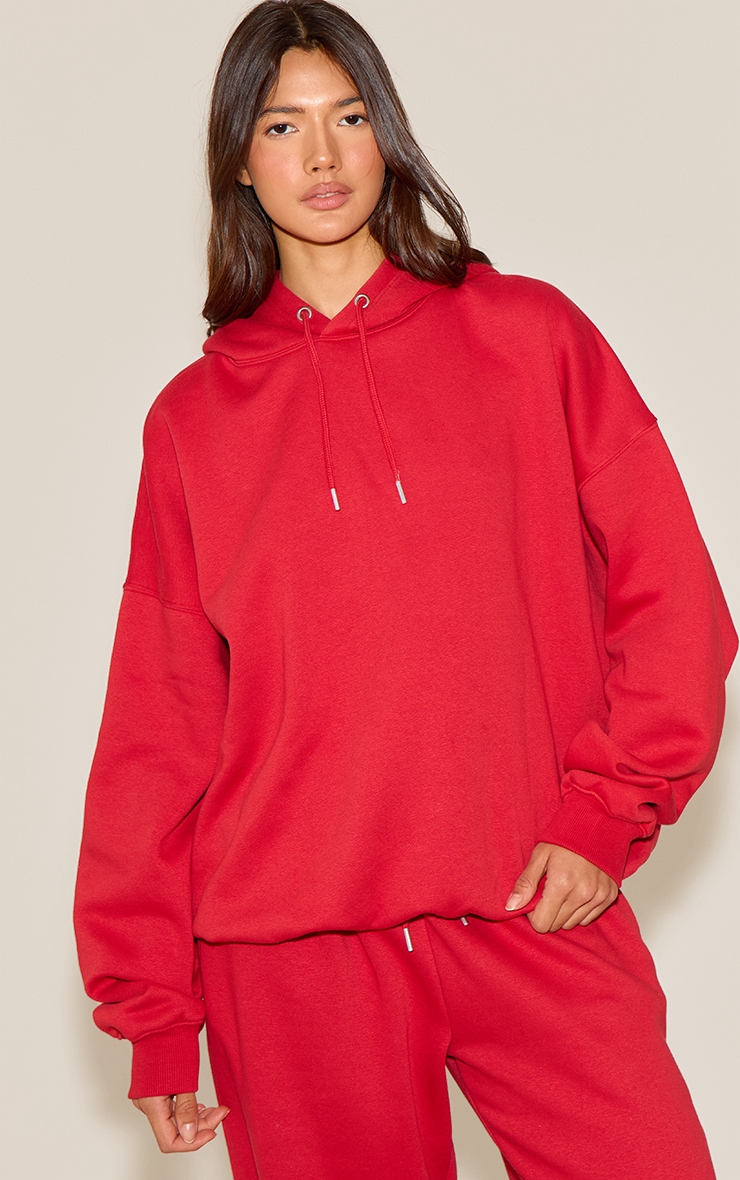 Sweat à capuche oversize rouge vif image 1