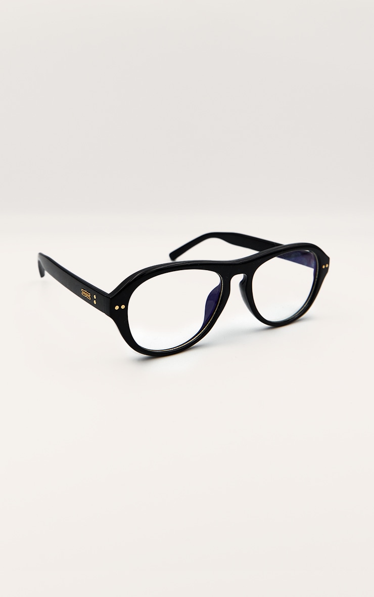 Black Round Aviator Blue Light Readers image 2