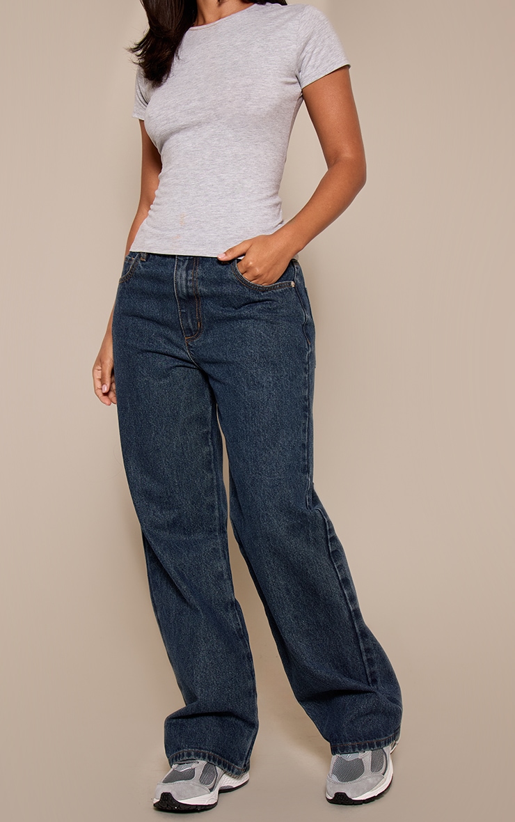 Petite Mid Blue PLT Straight Leg Jeans   image 2
