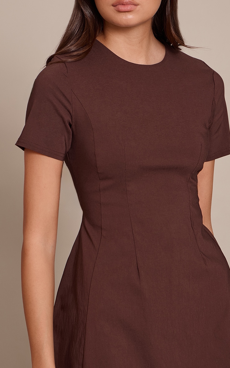 Chocolate Cap Sleeve Shift Dress image 4