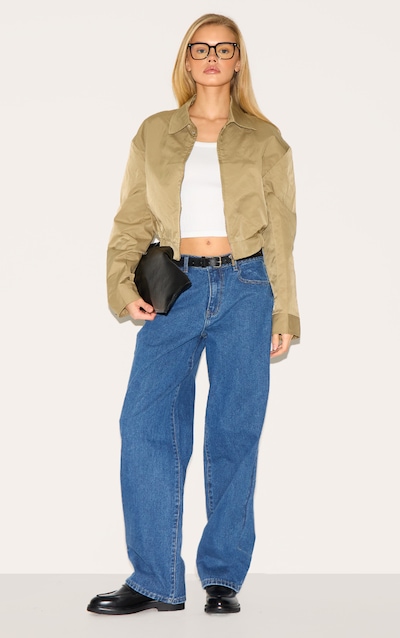 Dark Blue Mid Rise Straight Leg Jeans