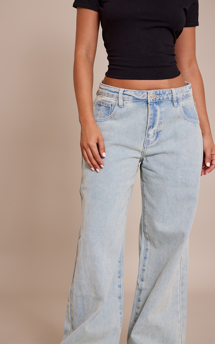 Petite Vintage Bleach Wash Low Rise Boyfriend Jeans image 4