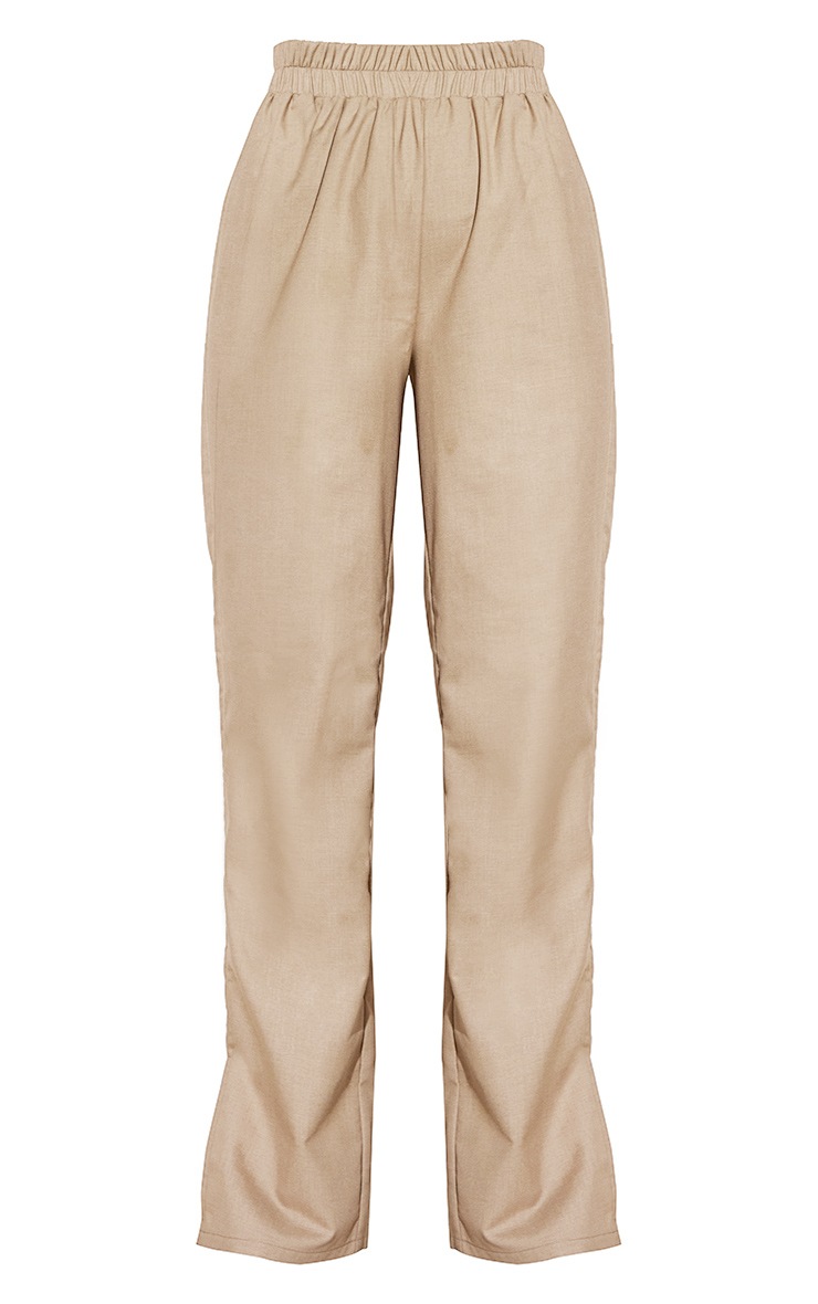 Pantalon ample camel à taille élastique image 4