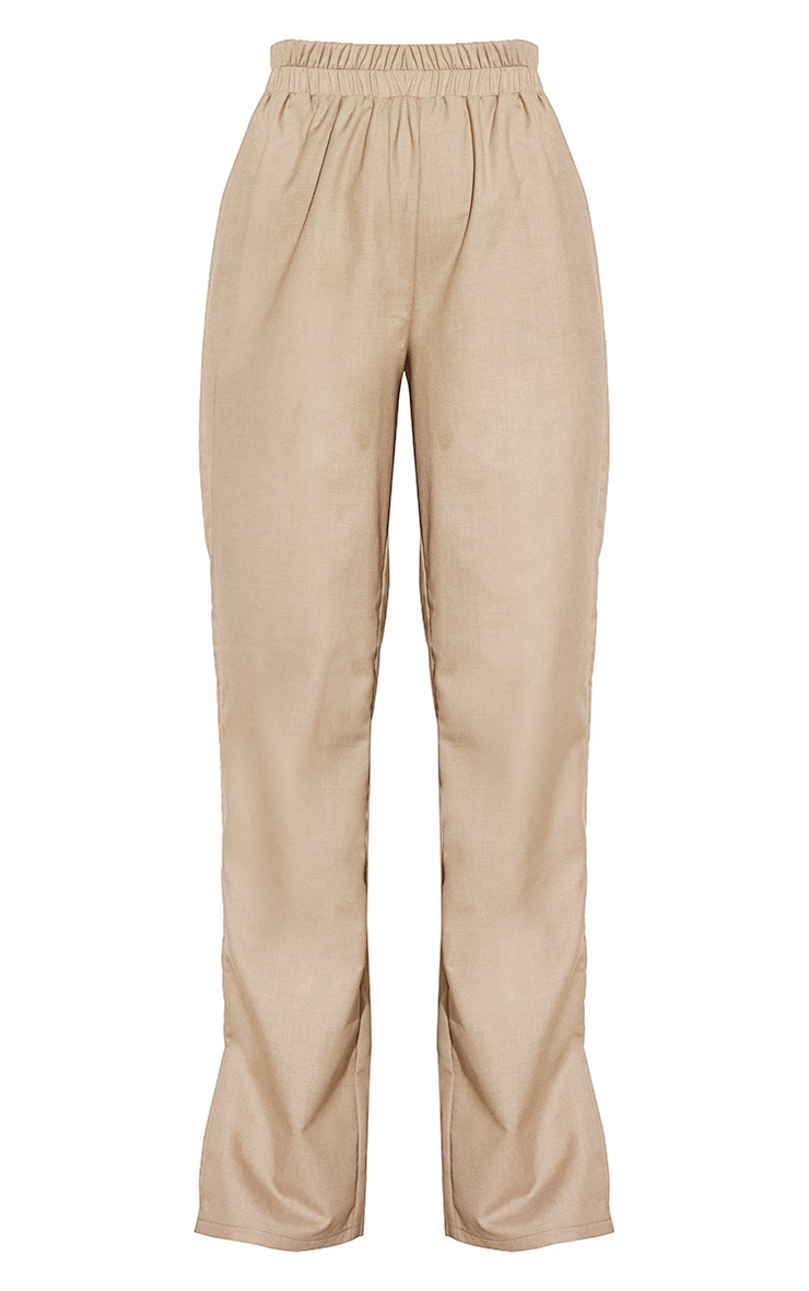 Camel Elasticated Waist Wide Leg Trousers image 4