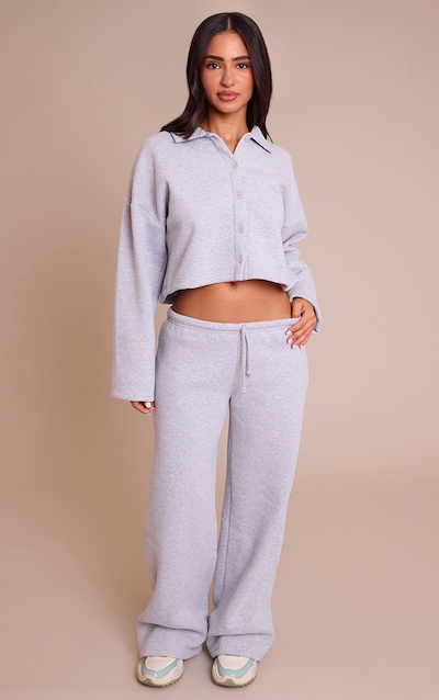 Petite Jogging droit gris chiné à bande fine sur la taille