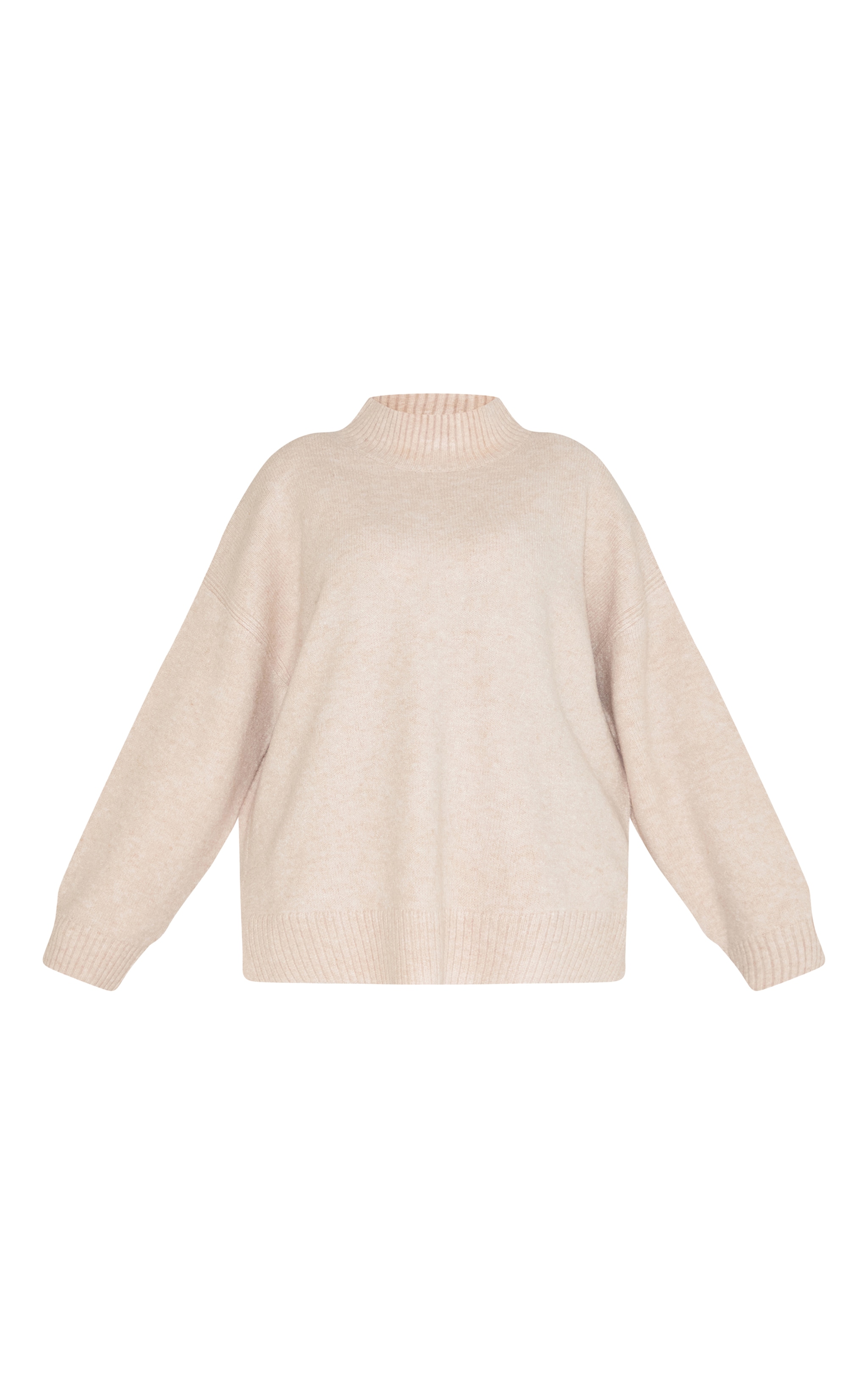 Plus Oatmeal Knit Oversized Polo Neck Sweater image 5