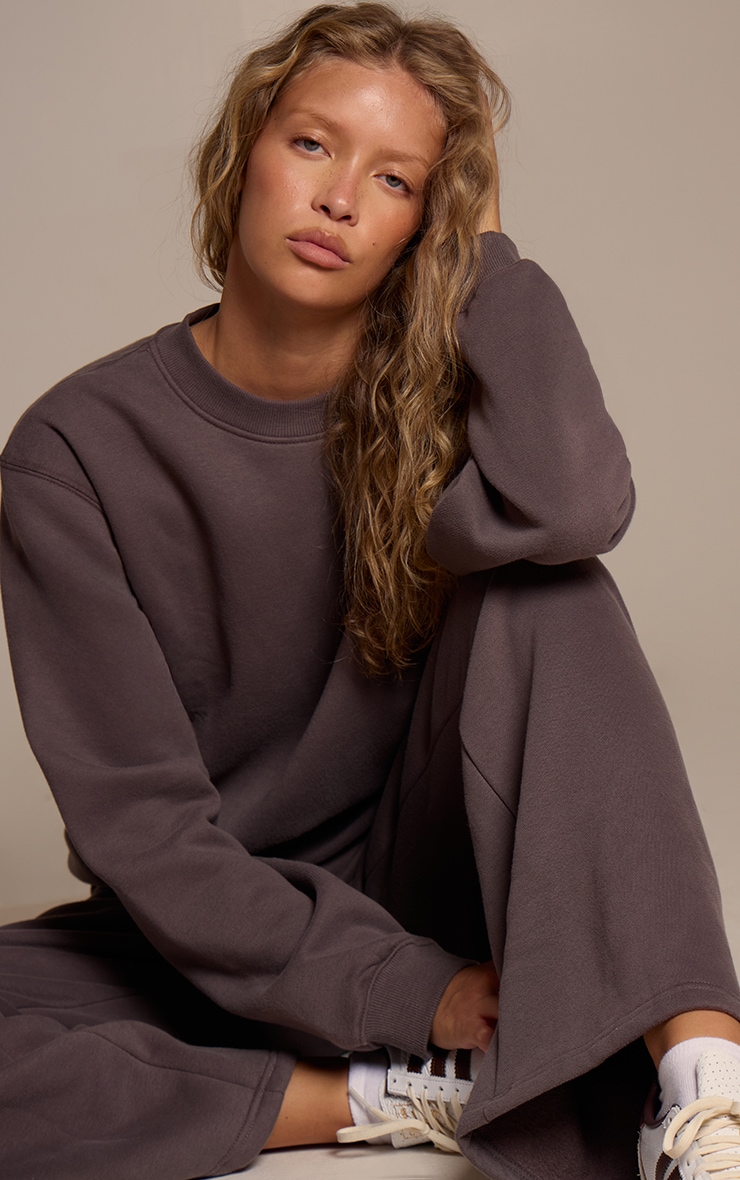 Charcoal Cotton Fleece Straight Leg Sweatpants image 4