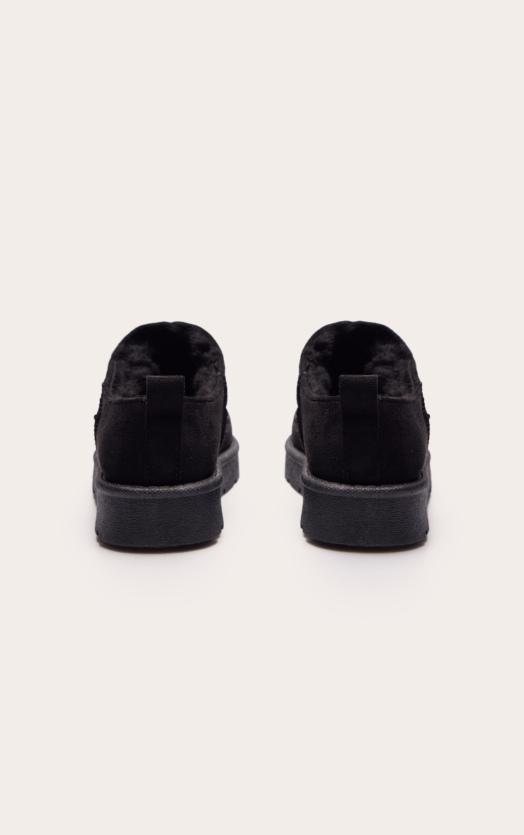 Black Fluffy Lined Platform Slip On Flats image 4