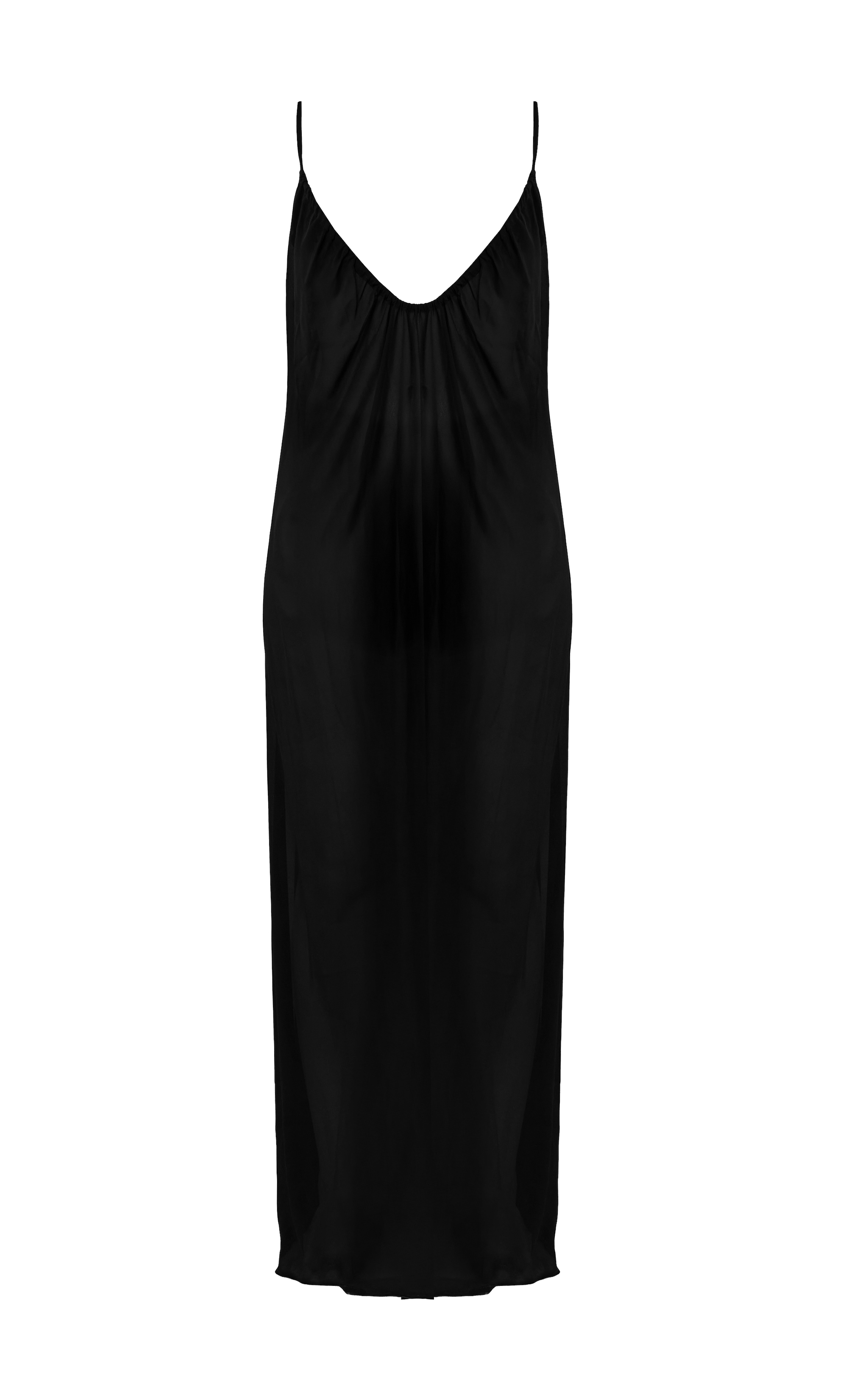 Black Ruched Plunge Chiffon Maxi Beach Dress image 5