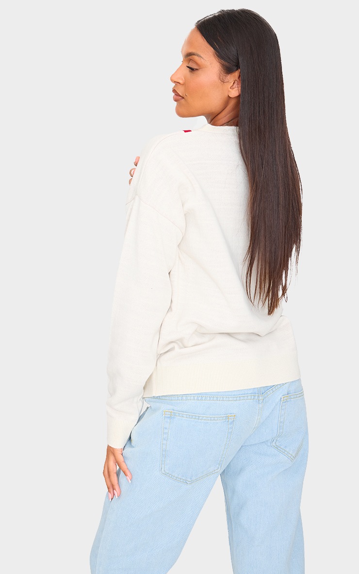 Maternité Pull oversize de grossesse de Noël crème à détail noeud image 2