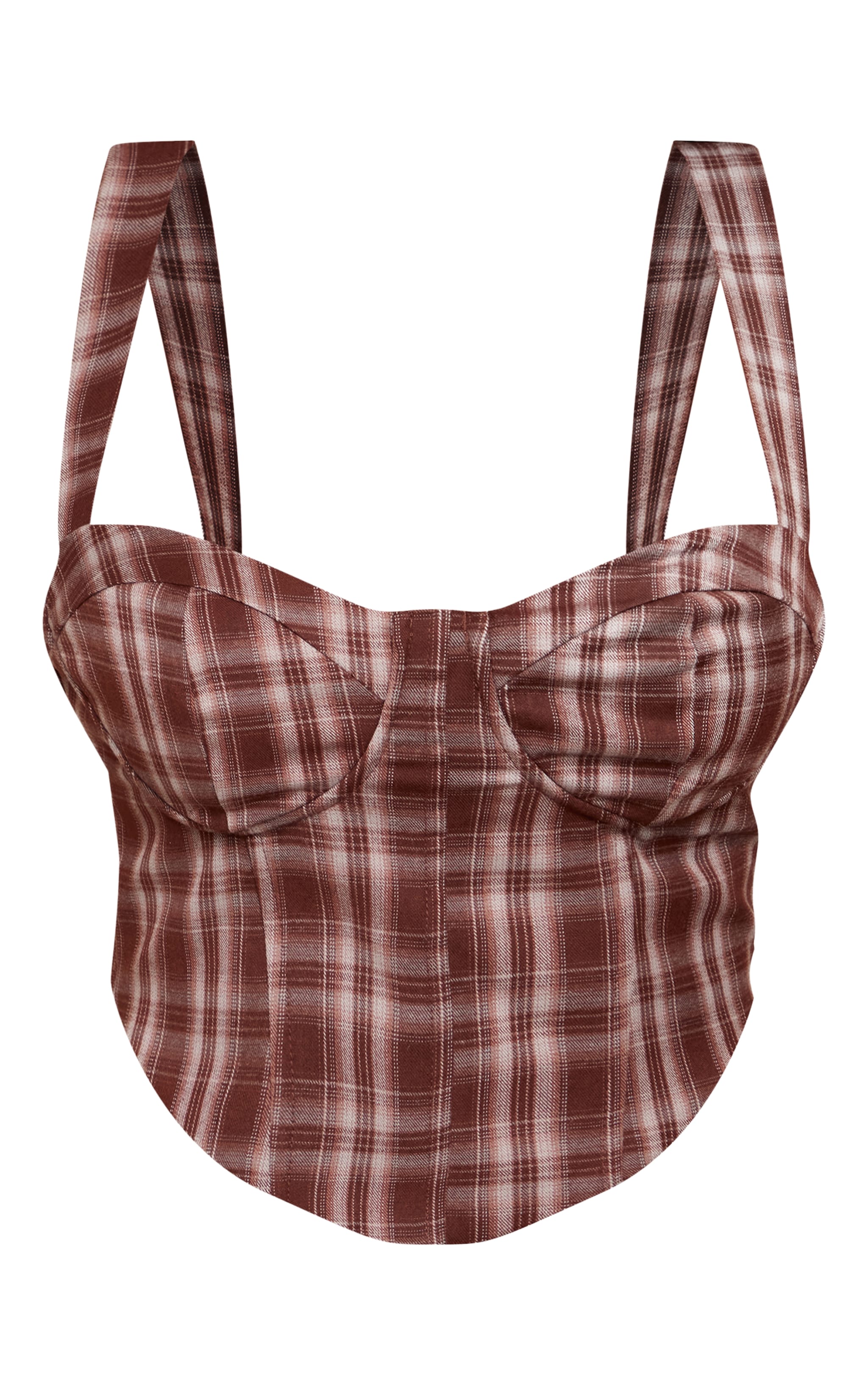 Shape Brown Tartan Corset Crop Top image 5