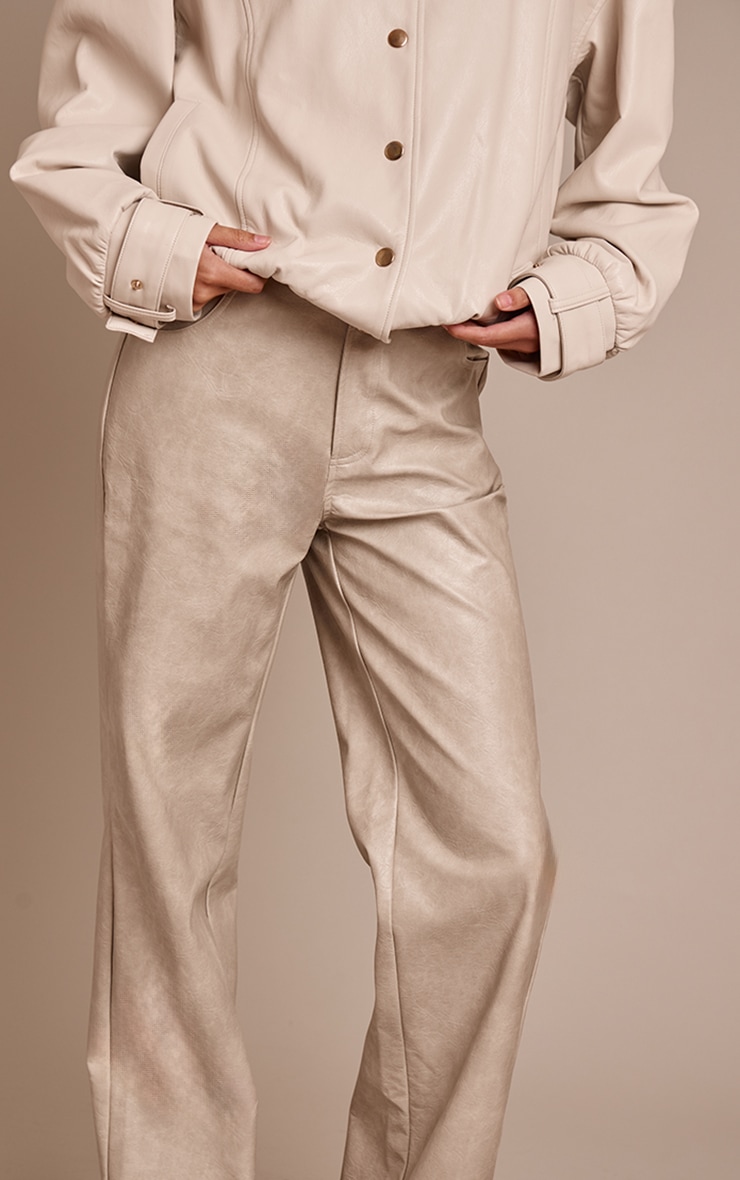 Pantalon droit en PU gris pierre délavé image 4